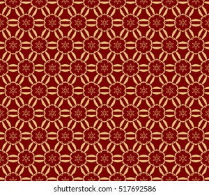 modern Arabesque. seamless flower pattern. abstract vector illustration. gold on red. for design invitation, background, wallpaper