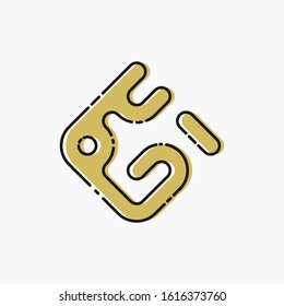 Modern arabic calligraphy of name Ahmad (meaning: greatly praised). Identity vector logo.