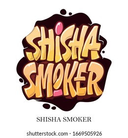 Modern arabic calligraphy of SHISHA SMOKER font name in freehand style. Vector logo