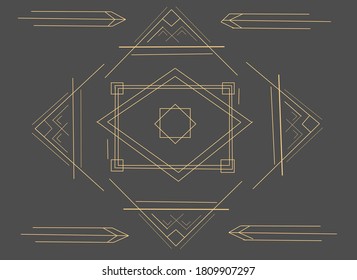 Marcos modernos de oro árabe, bordes decorativos de líneas y marcos geométricos de oro. Resumen de arte deco