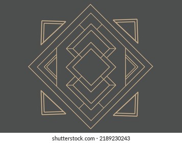 Modern arabic gold frames, decorative line borders and geometric gold frames. Abstract art deco