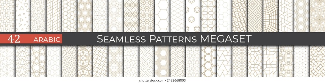Modern arabic pattern set. Subtle simple golden islamic design. Traditional 80s turkish pattern.