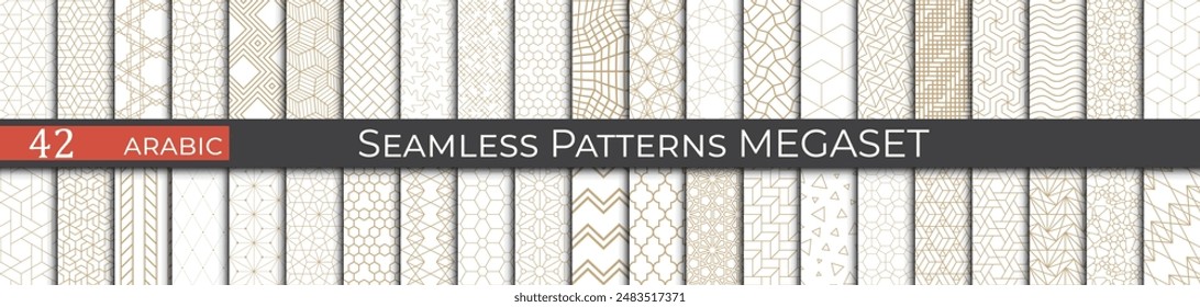 Modern arabic pattern set. Subtle simple golden islamic design. Traditional 80s turkish pattern.