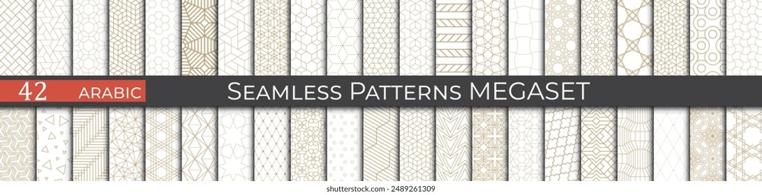 Modern arabic pattern set. Subtle simple golden islamic design. Traditional 80s turkish pattern.