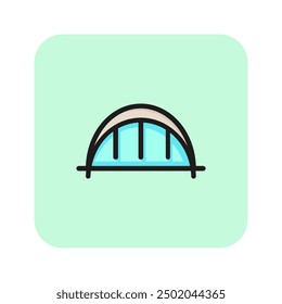 Modern arc bridge line icon. Building, industrial, modern. Architecture concept. Vector illustration can be used for topics like bridges, construction, architecture