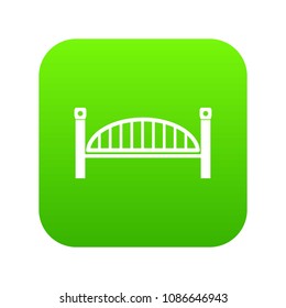 Modern arch bridge icon green vector isolated on white background