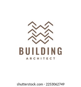 modern architect building high minimal logo design vector icon illustration template