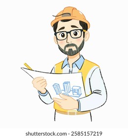 A modern architect holding blueprints, perfect for urban design, real estate, and construction projects.