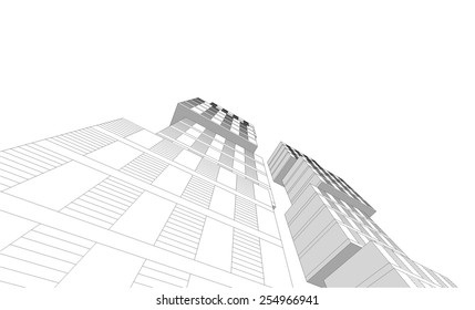 Modern architectural background. Building concept sketch.