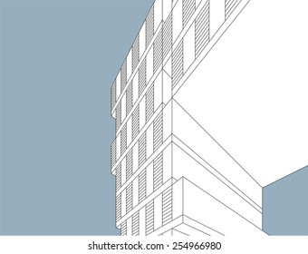 Modern architectural background. Building concept sketch.