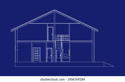 Modern architectural background. Cross-section house. Vector illustration. 10 eps.