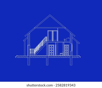 Modern architectural background. Cross-section house. Vector illustration. 10 eps.