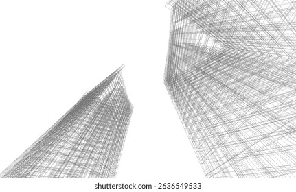 Modern architectural background vector 3d drawing