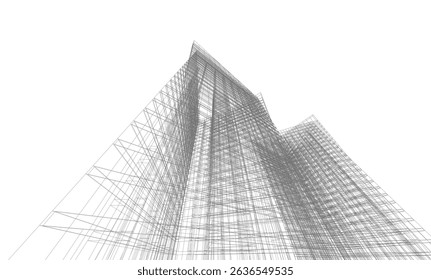 Modern architectural background vector 3d drawing