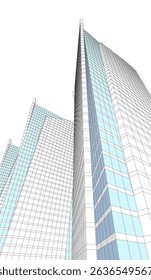 Modern architectural background vector 3d drawing