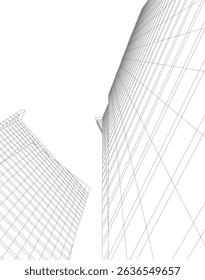 Modern architectural background vector 3d drawing