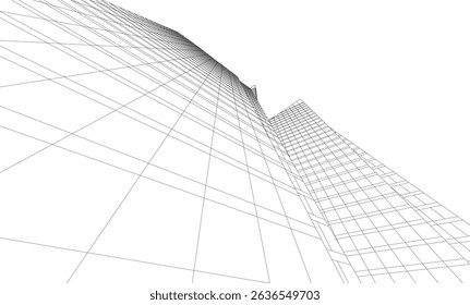 Modern architectural background vector 3d drawing