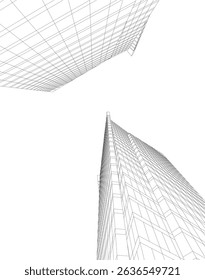 Modern architectural background vector 3d drawing
