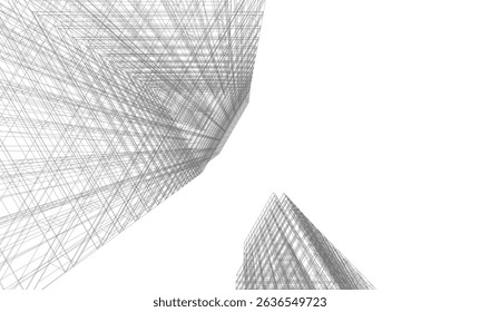 Modern architectural background vector 3d drawing