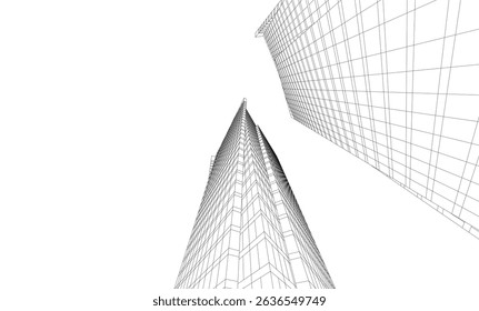 Modern architectural background vector 3d drawing