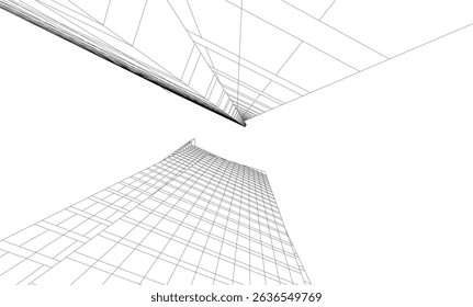 Modern architectural background vector 3d drawing