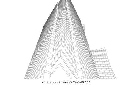 Modern architectural background vector 3d drawing