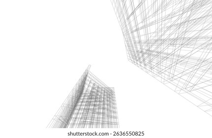 Modern architectural background vector 3d drawing