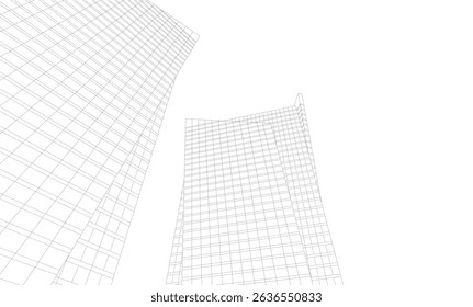 Modern architectural background vector 3d drawing
