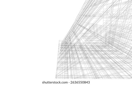 Modern architectural background vector 3d drawing