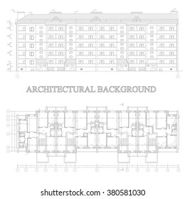 Modern architectural blueprint. Vector drawing background.