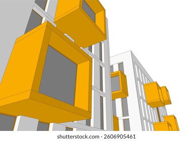 Modern architectural building 3d rendering