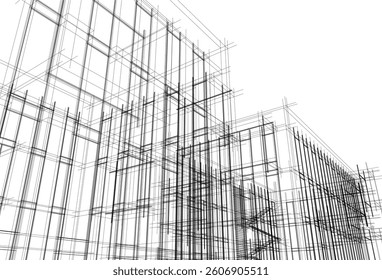 Modern architectural building 3d rendering