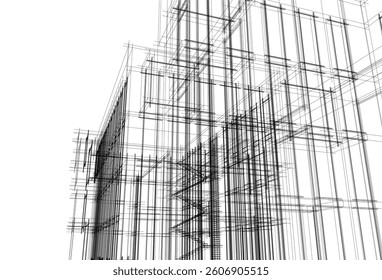 Modern architectural building 3d rendering