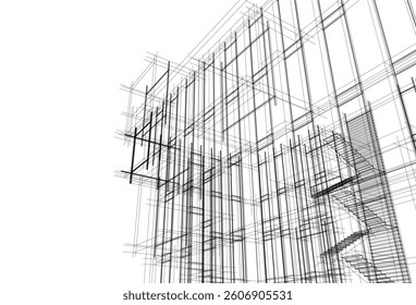 Modern architectural building 3d rendering