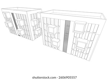 Modern architectural building 3d rendering