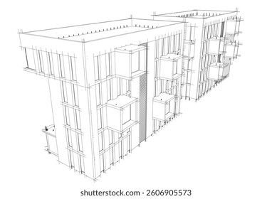 Modern architectural building 3d rendering
