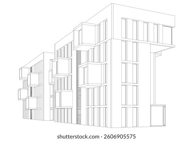 Modern architectural building 3d rendering