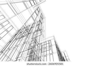 Modern architectural building 3d rendering