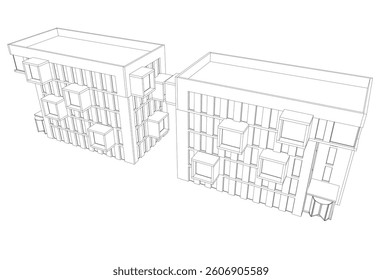 Modern architectural building 3d rendering