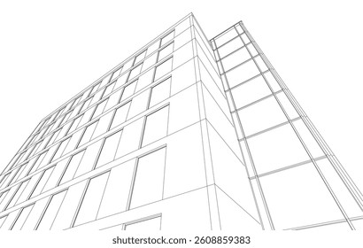 Modern architectural building 3d rendering