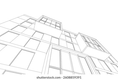 Modern architectural building 3d rendering
