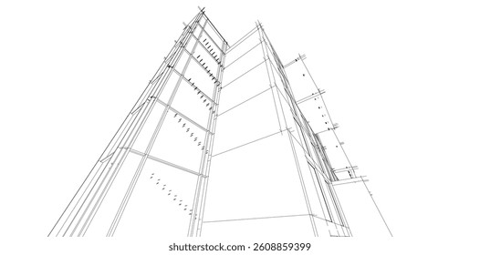 Modern architectural building 3d rendering