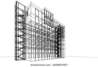 Modern architectural building 3d rendering