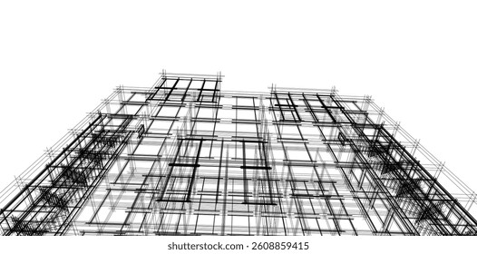 Modern architectural building 3d rendering