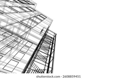 Modern architectural building 3d rendering