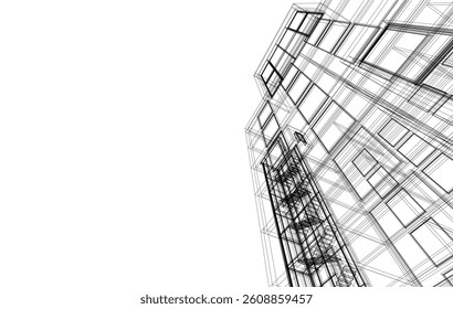 Modern architectural building 3d rendering