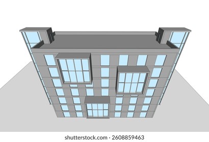 Modern architectural building 3d rendering