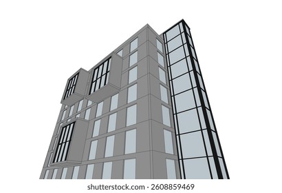 Modern architectural building 3d rendering
