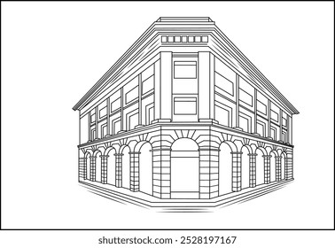 Arte arquitectónico moderno de la línea del edificio. Dibujo del contorno del diseño contemporáneo de la casa.