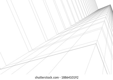 Projekt des modernen Architekturgebäudes 3d Rendering und Illustration 